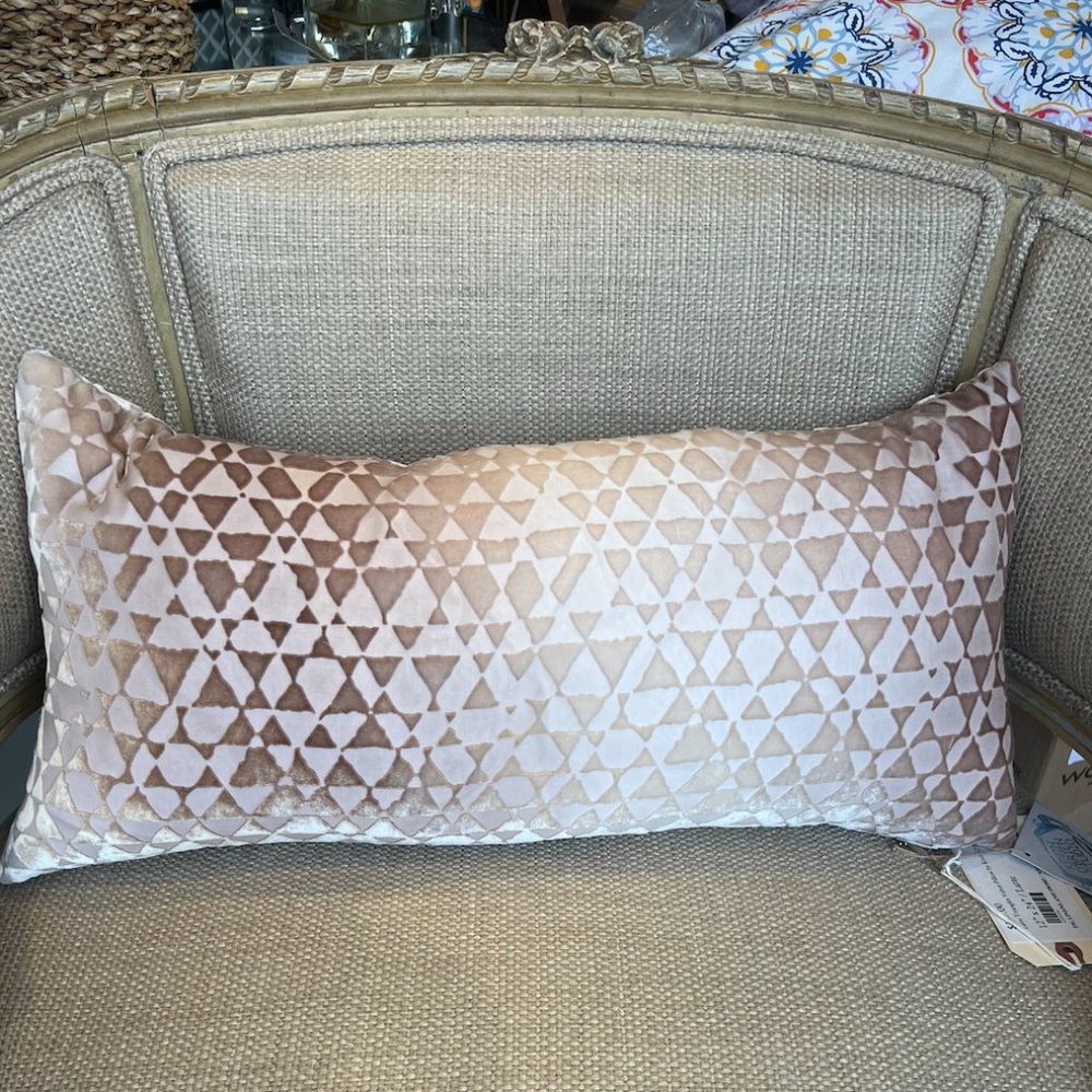 Latte Triangles Velvet Pillow by Kevin O'brien Studio